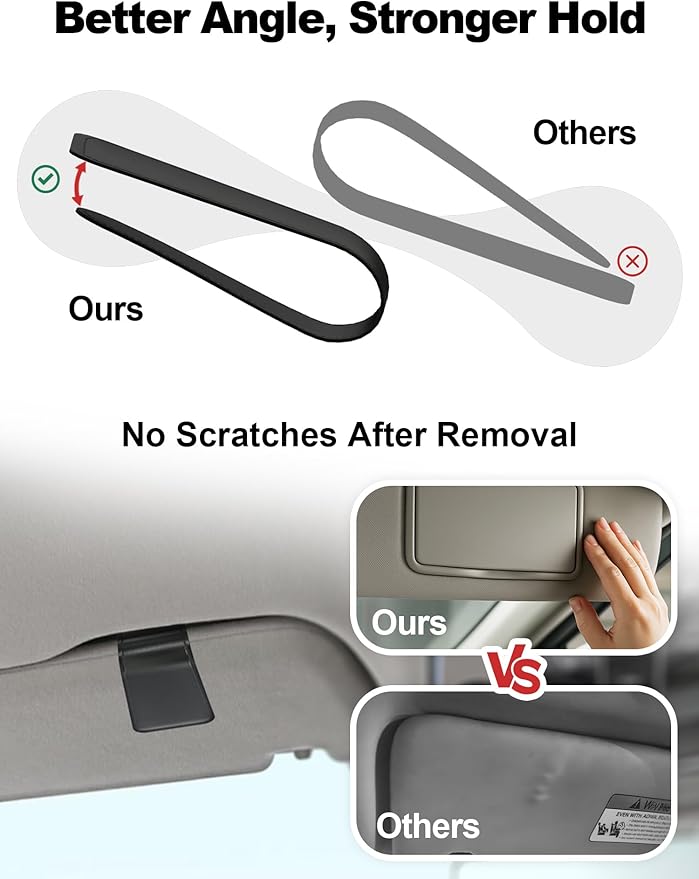 Patented Leather Car Air Freshener Visor Clip, Compatible with Drift Wood or Stone Car Freshener, Magnetic Design, Gentle on Sun Visors, Ideal for Modern & Electric Vehicles, Black (Clip Only)
