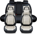 Car Seat Covers Full Set, Breathable Nappa Leather Car Seat Cushions, Auto Interiors Universal Fit for Most Cars, Compatible Automotive Vehicles(Sedan/SUV/Van), Black & White