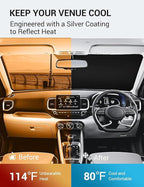 Proadsy Windshield Sun Shade Custom Fit 2020-2023 2024 2025 2026 Hyundai Venue Foldable Front Sunshade Protector Sun Visor Blocks UV Rays Keep Car Cooler