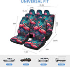 5 Pcs Premium Flamingo Car Seat Cover, Breathable & Washable Car Seat Covers Full Sets, Fashionable Printed Seat Covers for Cars Interior, Universal Fit for Most Cars, Sedan, Truck, SUV