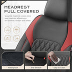 Coverado Automotive Seat Covers, Faux Leather Seat Covers Front Seat, Luxury Car Seat Covers, Seat Cushion, Front Driver Seat Covers, Car Seat Protector Truck Accessories Fit Most Cars, Black&Red