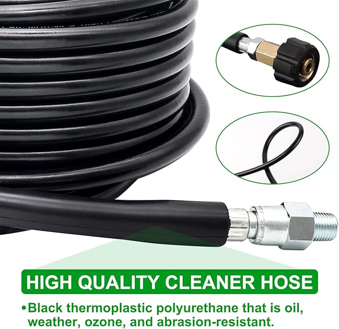 West Bay 150FT Sewer Jetter Kit for Pressure Washer, 5800PSI Drain Cleaner Hose 1/4 Inch NPT, Corner, Rotating and Button Nose Sewer Jetting Nozzle Waterproof Tape Pearl Corsage Pin with 2Pcs Spanner