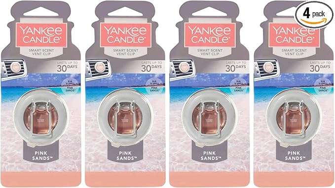 Yankee Candle Smart Scent Auto Vent Clip Car Air Freshener, Pink Sands (Pack of 4)
