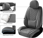 Car Seat Covers Full Set Grey, Luxury Faux Leather Car Seat Covers Waterproof Non-Slip Seat Protector Universal Fit for Most Cars SUVs Trucks Pick-ups,Car Accessories for Front Seats and Back