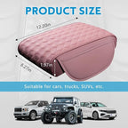wuyaoyao Car Center Console Cover, 12.2"×8.27"×1.97" Leather Center Console Protector, Auto Armrest Pad with 2 Storage Pocket, Universal Armrest Cover Cushion for Most Cars, Trucks, SUVs (Pink)