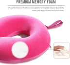 Memory Foam Neck Pillows for Travel - Travel Neck Pillows for Airplanes with Attachable Snap Strap Soft Washable Cover, Flight Neck Pillows Provide Neck Rest for Traveling, Car, Home, Office, Pink