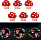 6 Pcs Red Mushroom Air Vent Clips, Cute Mushroom Car Air Fresheners Vents Clips Diamond Vent Clip Cars Interior Decor Charm Bling Car Accessories Cars Decoration for Women, Automotive Air Fresheners