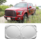 Foldable Windshield Sun Shade, Bonus Steering Wheel Sun Shield to Block UV Rays Keep Your Vehicle Cooler, Easy to Use Car Interior Accessories (X-Large)
