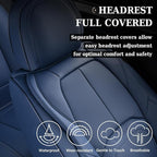 Coverado Seat Covers, Car Seat Covers Front Seats, Premium Nappa Leather Seat Covers for Cars, Waterproof Car Seat Protector with Lumbar Support, Front Seat Covers Universal Fit for Most Cars (Blue)
