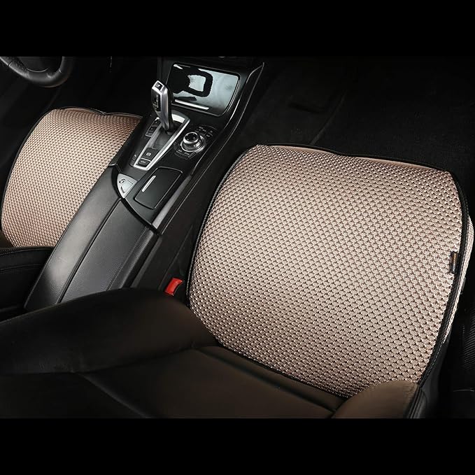 Auto Newer Breathable Universal Four Seasons Car Seat Covers，Luxury Car Seat Cushion ，Protectors for Front Seat Bottoms,Compatible with 95% Vehicles， Fit for Cars Truck SUV (Gold Beige,1PCS)