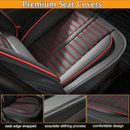 Car Seat Covers Fit for Kia Sorento 2007-2023 2024 2025 Full Set Leather Seat Covers Set with Lumbar Support Premium Automotive Cushion Protector(5 Seat, Black&Red)
