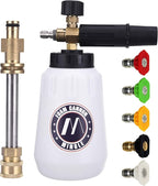 M MINGLE Foam Cannon, Compatible with Sun Joe SPX Series Pressure Washer, with 5 Nozzle Tips, 1/4 Inch Quick Connector