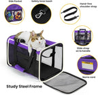 Cat Carrier Bag,Soft-Sided Pet Carriers for Dogs with 4-Sided Mesh,Airline Approved Cat Transport Carrier for Small&Medium Cats Kitten Puppy Up to 15LB,Collapsible Cat Travel Carrier-M,Purple