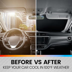 BDK 2PC Metallic Black Car Window Sun Shade Auto Shade for Windshield Visor, Block UV Reflect Heat to Keep Your Car SUV Truck, 31.75" x 28.75"