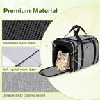 Pecute Cat Carrier Expandable, Extra Large Pet Carrier Bag, Foldable Cat Carrier Bag with Breathable Mesh, Pet Carrier Transport Bag for Dogs and Cats, with Shoulder Strap and Pet Bowl