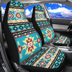 ELEQIN Car Seat Covers, Seat Cover Front Car Seat Cushion, Blue Aztec Geometric Front Auto Protector Universal Fit Most Cars, Automotive Interior Accessory