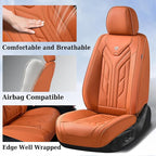 Coverado Car Seat Covers Full Set, Automotive Seat Covers Car Seat Protector Car Seat Cushion, Waterproof Leather Seat Covers for Cars, Universal Fit for Most Sedans SUV Pick-up Truck(Orange)