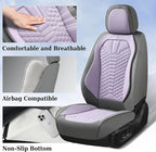 Coverado Seat Covers Full Set, Waterproof Nappa Leather Seat Covers for Cars, 5 Seats Universal Car Seat Protectors, Gray and Purple Car Seat Covers Car Seat Cushions Fit for Most Cars (Gray&Purple)