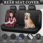 CAR PASS Bling Back Seat Cover, Waterproof Leather Bench Rear Seat Cover Shining Diamond Truck Glitter Crystal Sparkly Rhinestone Universal Fit Armrest Automotive Kid Women Girl, Black Diamond