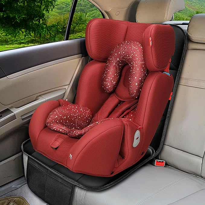 Car Seat Protector 1 Pack Car Seat Cushion Mat Thickest Padding,Waterproof 600D Fabric Car Seat Covers for Non-Slip Backing Mesh Pockets for Baby and Pet (Gray, 2 Pcs)