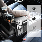 JEYODA Upgraded Car Armrest Cover,Premium Leather Car Armrest Cover Cushion with Storage Holder, Caddy for car (grey)