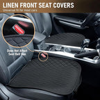 Linen Car Seat Covers, Black Back Seat Cover for Cars Include 1 Pair Front Car Seat Cover Protectors with Breathable Linen and Non-Slip Bottom Universal Fits SUVs,Cars,Sedans (Black)