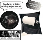 Car Headrest Pillow 2PCS Cute Car Seat Neck Pillow Car Decor Accessories Memory Foam Neck Support Cushions for Comfortable Driving Easy Install & Washable (Panda Black)