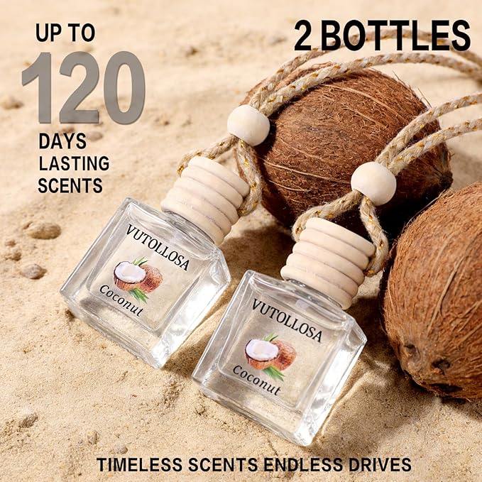 2-Pack Car Air Fresheners, Car Deodorizer, Coconut Scented Air Freshener – Long Lasting Hanging Car Air Freshener for Men and Women, Car Scent Diffuser by VUTOLLOSA