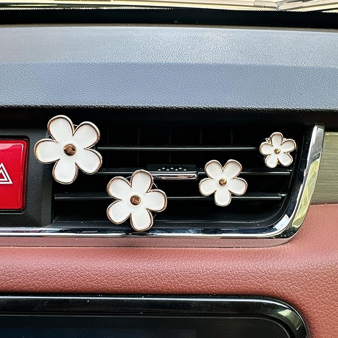 8pcs Cute Five-Petal Flower Car Air Vent Fragrance Clip Daisy Car Air Freshener Air Conditioning Outlet Clip Car Inter Decor (black white, Ocean)