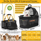 PAWZIDEA Double Pet Stroller with 2 Detachable Carrier, Lightweight Portable Travel Crate & Car Seat Combo & TSA-Approved Expandable Carrier, Foldable Jogger Stroller for 2–4 Cats or Small/Medium Dogs