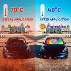 CHILL�TEK Car Windshield Sun Shade Umbrella, Fashion Tie Dye Foldable Umbrella Sunshade for Front Window UV Reflector Protection Auto Shades Cover red 1,57x31 In