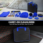 Auto Dynasty Car Detailing Kit, 19PCS Car Detailing Brush Set for Interior Exterior Wheels, Professional Car Care Cleaning Wash Kit with Duster for Air Vent, Car Accessories (Blue)