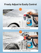 AstroAI Foam Cannon for Pressure Washer, Snow Clear Foam Cannon, Wide Neck Foam Blaster Adjustable Nozzle for Car Wash Accessories, with 1/4 Inch Quick Connector, 1 L Clear Bottle