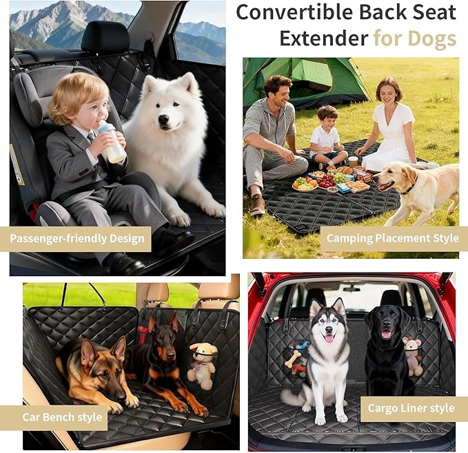LEIMO KPARTS Dog Car Seat Cover for Back Seat,400lb Waterproof Dog Car Seat Cover Hard Bottom-Detachable,600D Heavy Duty Scratch Proof Nonslip Soft,Dog Hammock for SUVs,Car