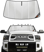 Windshield Sun Shade for Ram 2500/3500 2010-2018. Full Coverage Rearview Mirror Shade for Ultimate Protection