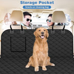 WoofKnows(54" W x 56" L, Black Scratch Prevention Dog Car Seat Cover for Back Seat Waterproof Dog Hammock for Car with Mesh Window Durable