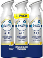 Febreze Air Mist, Air Freshener Spray, Odor Fighting Room Spray, Deodorizer for Home Bathroom Kitchen Office Apartment Dorm Room Classroom, Kitchen Odor Fighter Fresh Lemon Scent, 8.1oz