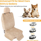 Dog Car Seat Cover for Front or Back Seat, Soft Flannel Pet Car Seat Protector with Waterproof Layer, Non-Slip Washable Dog Car Bed Mat for Travel (LightCoffee Front)