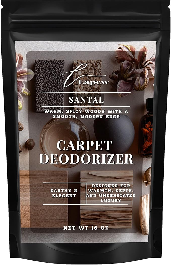 Lapew Santal Carpet Deodorizer Powder - Pet Safe Freshener for Vacuuming | Scented Odor Eliminator for Home | 16 oz