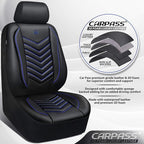 CAR PASS 3D Foam Faux Leather Car Seat Covers Front Seats,Waterproof Leather Front Seat Cover for Car,Universal Fit for SUV Truck Sedan Automotive,Armrest Airbag Compatible Anti-Slip, Black and Blue