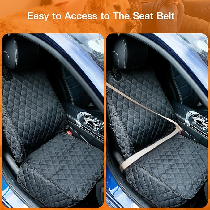 PETICON Waterproof Front Seat Car Cover, Full Protection Dog Car Seat Cover with Side Flaps, Nonslip Scratchproof Front Seat Cover Fits for Cars, Trucks, SUVs, Jeep