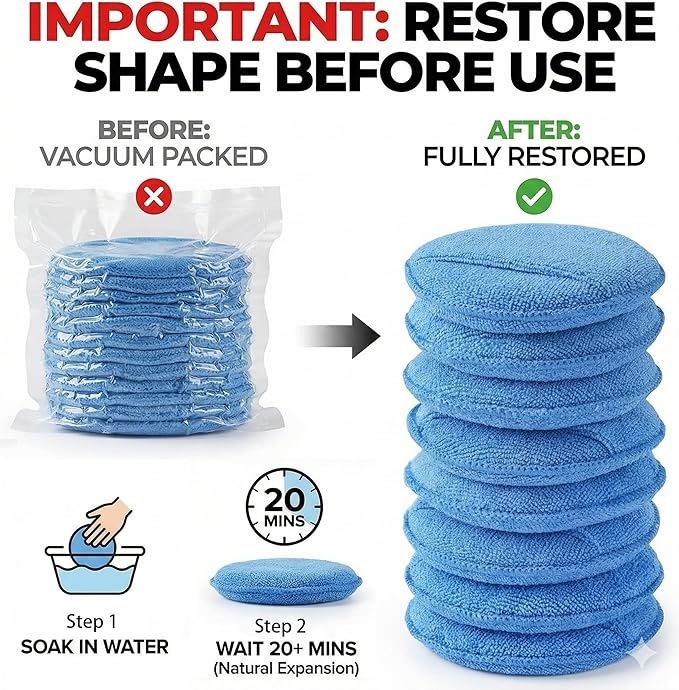 Wax Applicator Pad (15 Pack)，5 Inch Microfiber Wax Applicator Pads，Washable Reusable Car Wax Applicator Buffing Pads for Car Cleaning, Polishing and Detailing（10 Blue and 5 Gray）