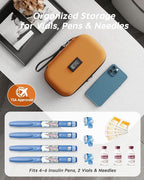 Insulin Cooler Travel Case with Temp Display, 2 x 180g TSA Approved Ice Packs, 9-Layer Insulation for Improved Cooling, Insulin Pen Case, Waterproof, for Daily Use and Trips (Bright Orange)