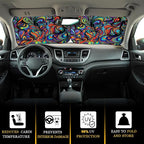 Moukeren 2 PCS Windshield Sun Shade for Car Foldable Window Covers for Car Accessories Reflect UV Sun Heat Protector for Universal Cars SUV Truck RV (Abstract, 31.75 x 28.75 Inch)