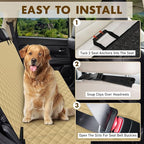 Backseat Cover for Dogs, Waterproof and Non-Slip Pet Bench Seat Covers, Car Seat Protector for Back Seat, Universal Size Rear Car Seat Cover Fits Cars, Trucks and SUVs, L-Khaki&Black
