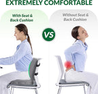Seat Cushion & Adjustable Lumbar Support Pillow Set, Charcoal Memory Foam Back & Tailbone Pain Relief, Non-Slip & Washable Cover, for Office Chair, Car Seat, Wheelchair - Grey