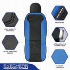 Skechers Memory Foam Seat Covers,Leather Car Seat Covers, Ultimate Comfort & Support Seat CoversFull Sets,Airbag Compatible, Automotive Universal Fit Most for SUVs, Vans, Sedans, Cars, Trucks,Blue