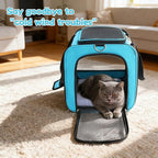 YUNIQUE Soft-Sided Cat & Dog Carrier for Pets Up to 15 Lbs, Airline Approved Collapsible Travel Puppy Carrier with Lightweight Fabric Design (Blue)