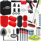 40Pcs Car Wash Cleaning Kit with Foam Gun Sprayer Detailing Brushes Wash Mop Windshield Cleaning Tool Tire Brush Towels Complete Interior Exterior Detailing Set for Car