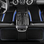 CAR PASS Leather Car Seat Covers Full Set with Waterproof Car Floor Mats,Airbag Compatible,Automotive Interior Covers for Cars,Sedans,Trucks,Vans,SUV with Car Carpet Mats(Black and Blue)